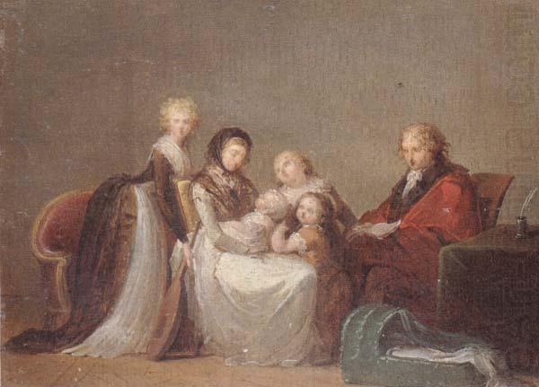 A group portrait,reputed to be the singer elleviou and his family, unknow artist